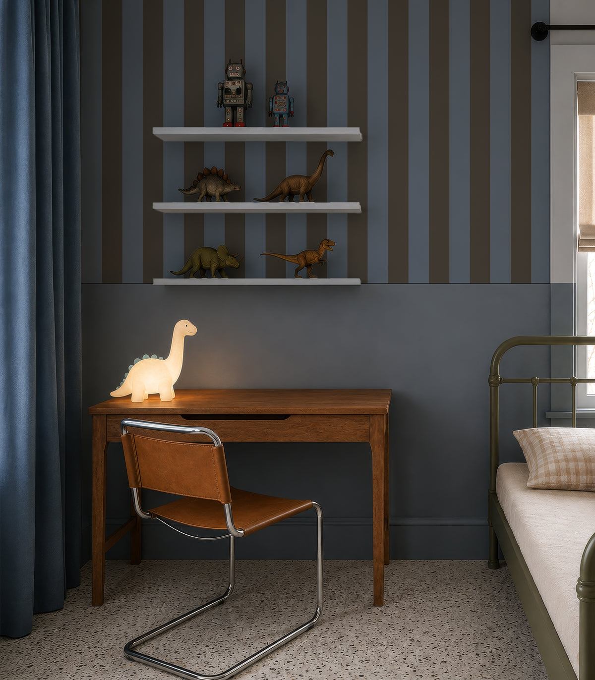 Carta da parati Wide Stripe Stone Blue