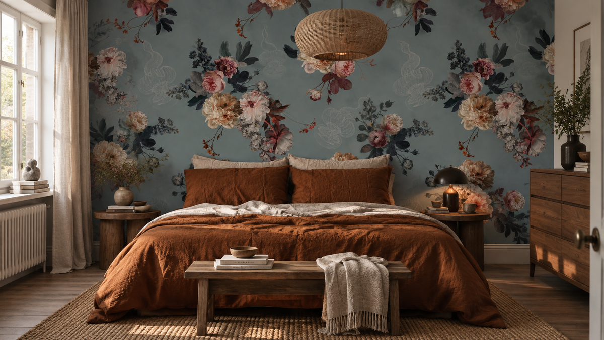 Carta da parati Blush Garden Blue
