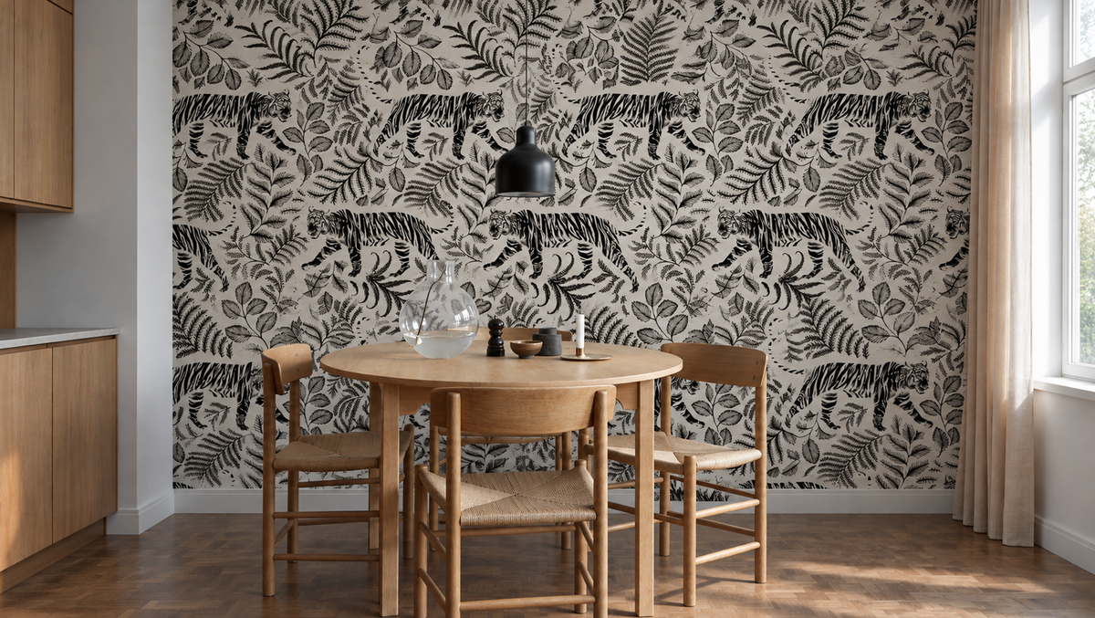 Carta da parati Camouflaged Tiger White