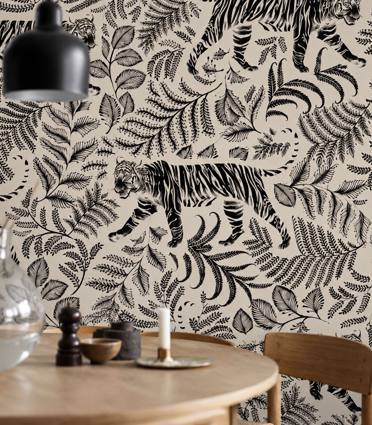Carta da parati Camouflaged Tiger White