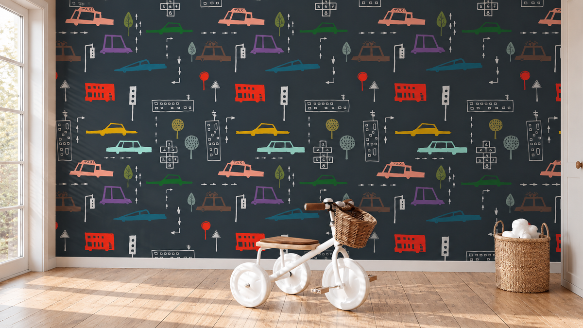 Carta da parati Cars Navy Blue