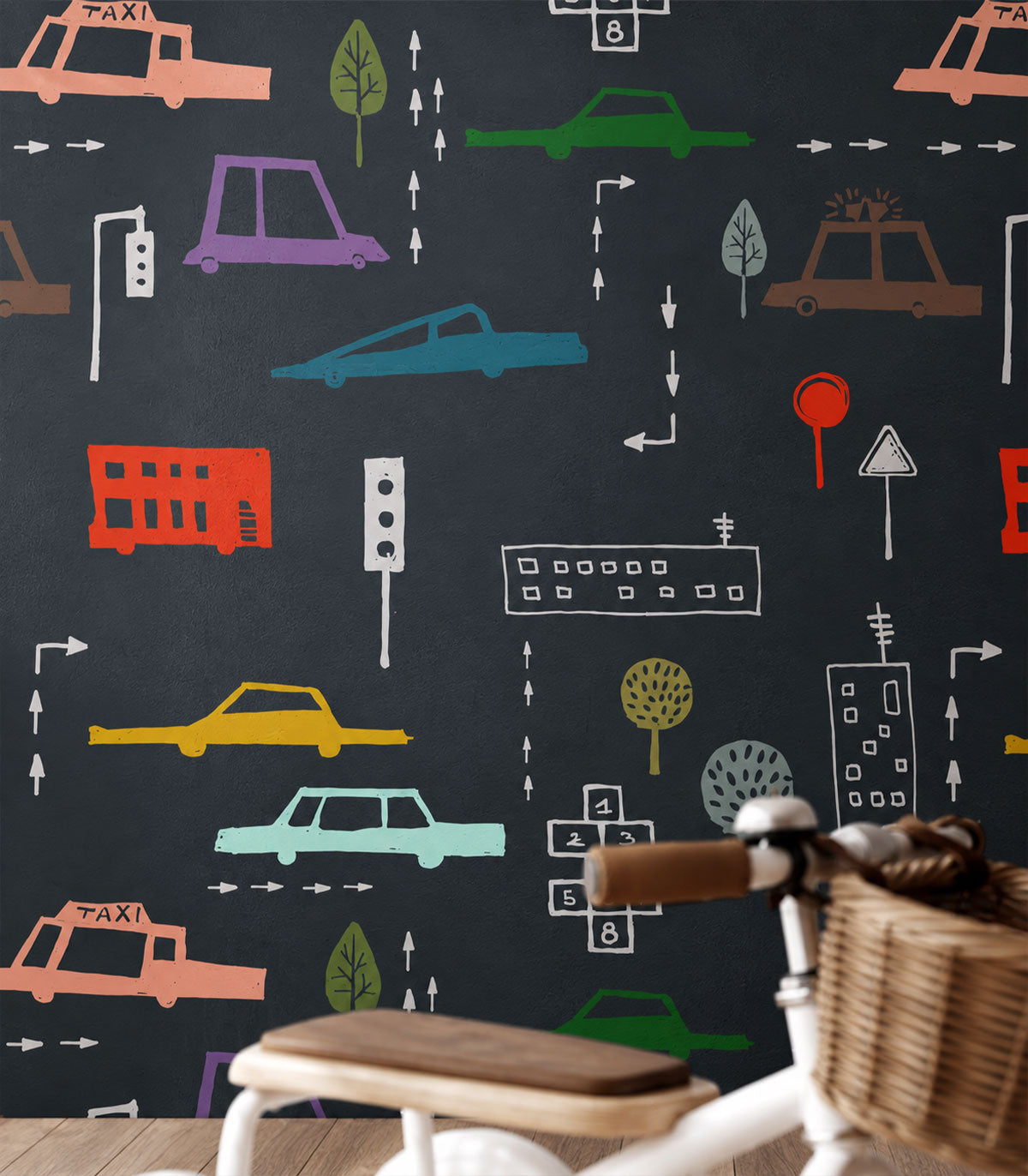 Carta da parati Cars Navy Blue