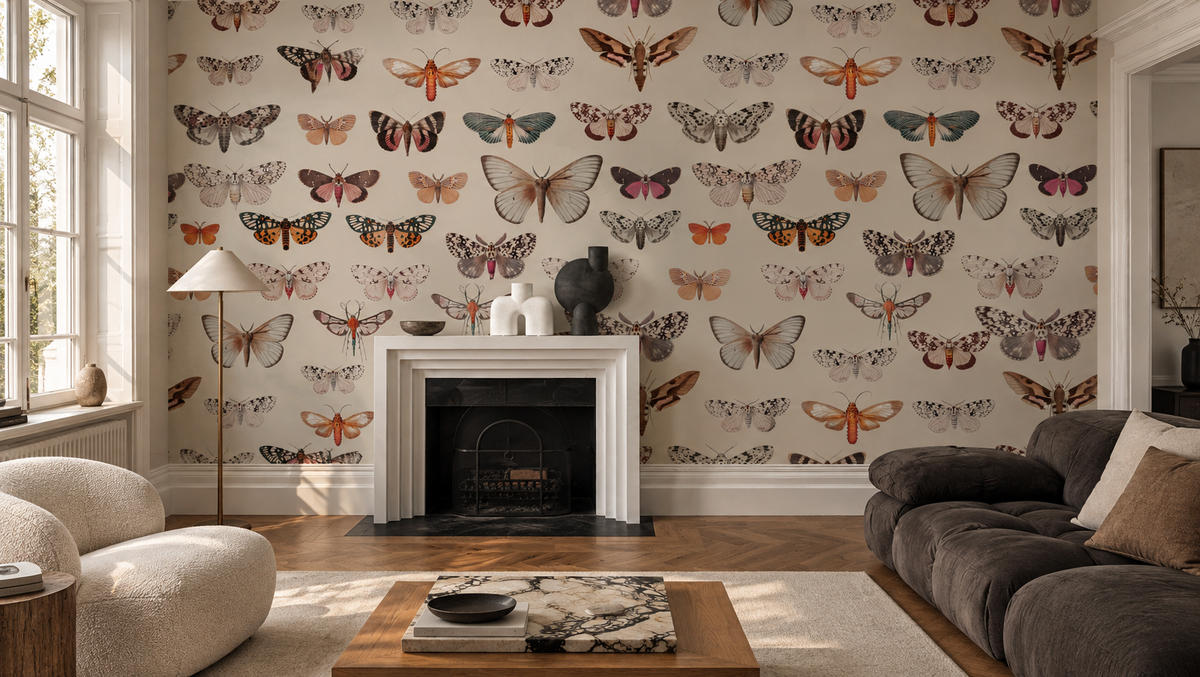 Carta da parati Colorful Butterfly Light Beige