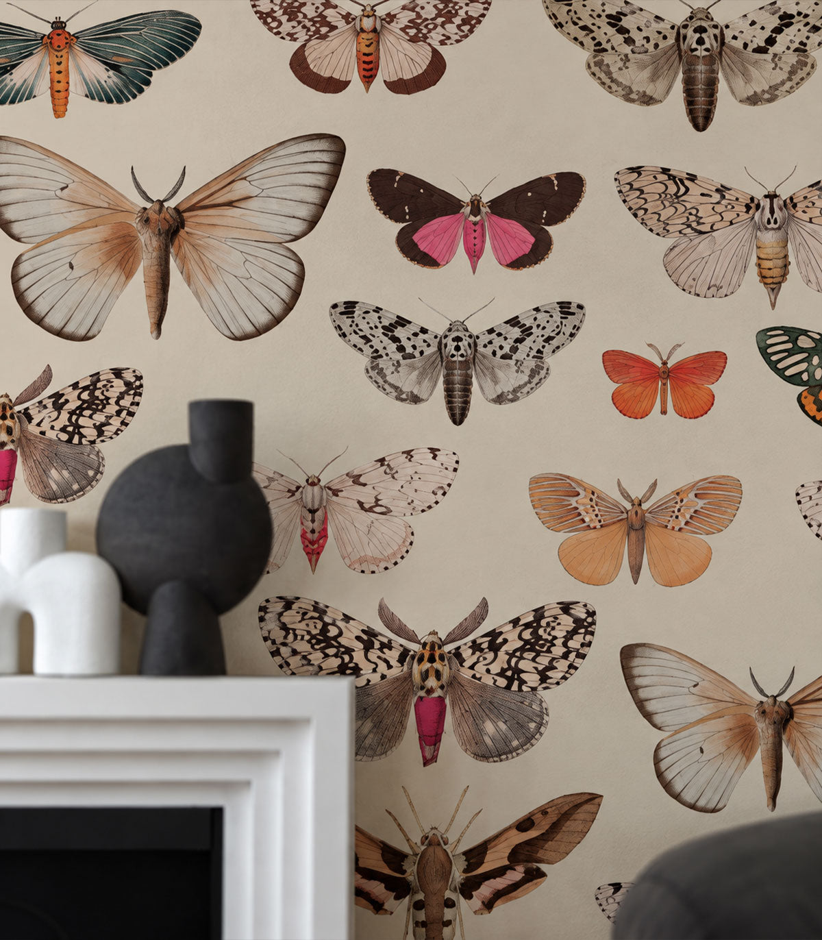Carta da parati Colorful Butterfly Light Beige