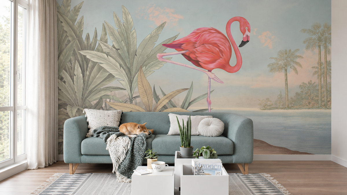 Carta da parati Crimson Flamingo