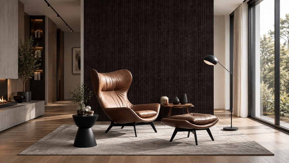 Carta da parati Herringbone Burgundy