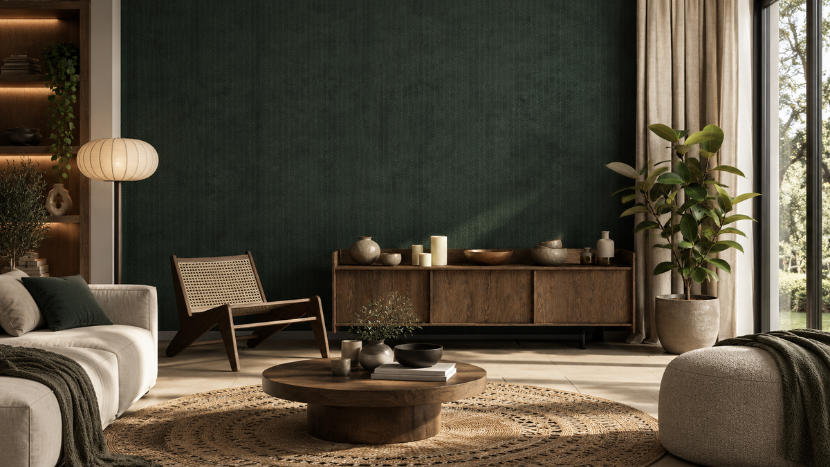 Carta da parati Herringbone green