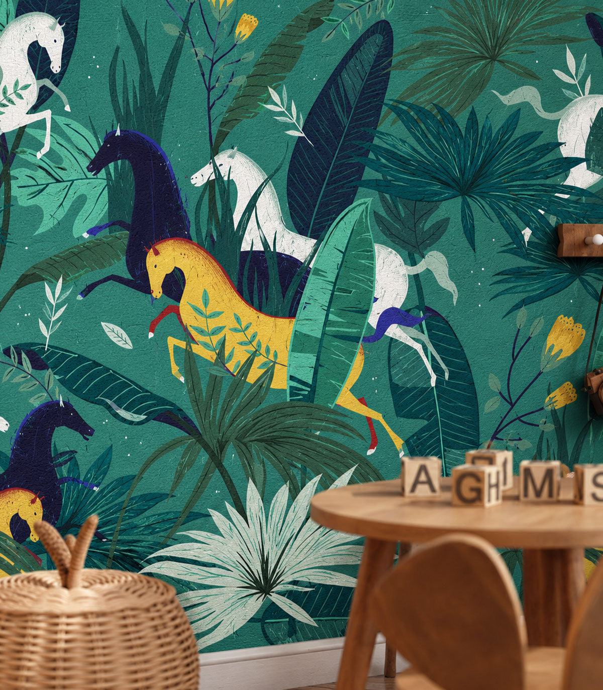 Carta da parati Dream Horses Turquoise