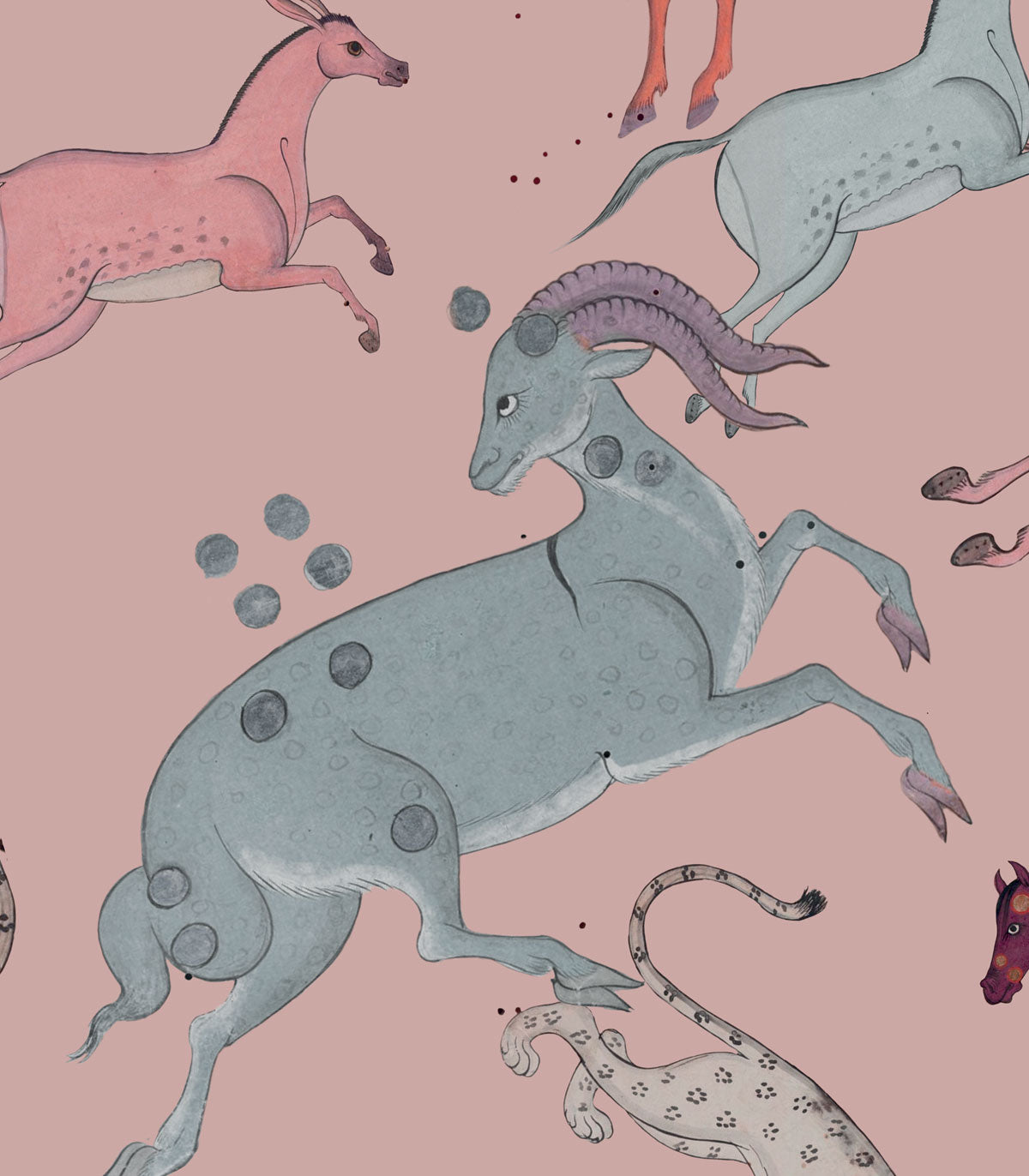 Tapeta Oriental Animals Light Pink