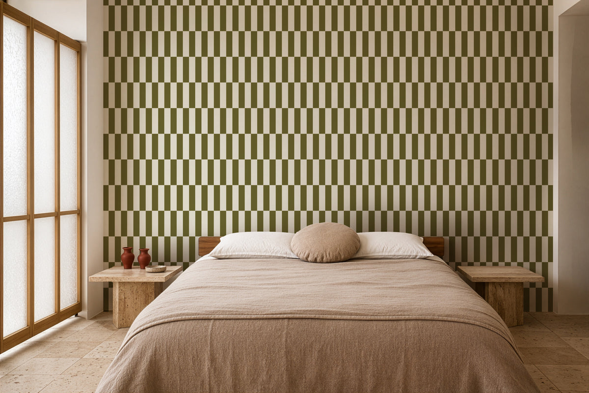 Carta da parati Tetris Stripe Olive