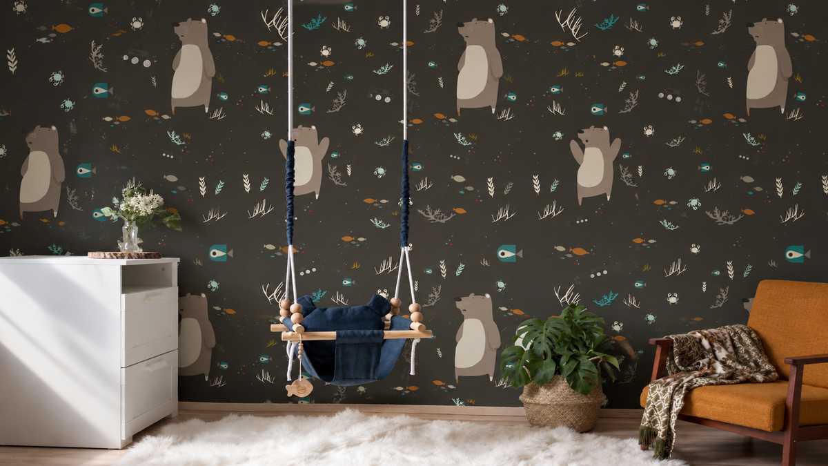 Carta da parati Underwater Bear Black
