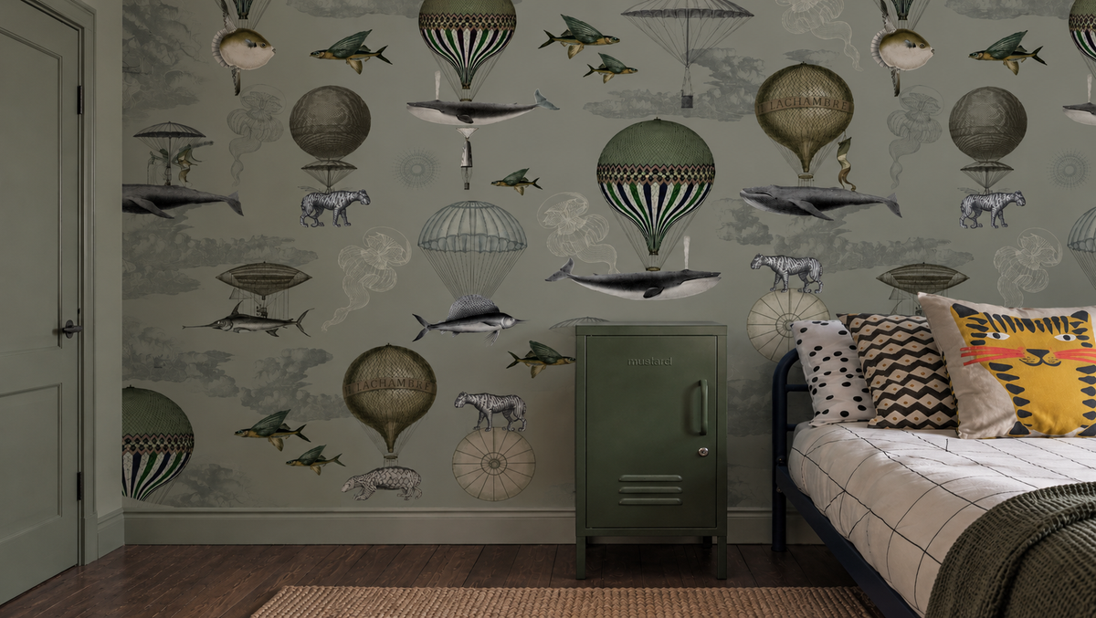 Carta da parati Vintage balloons green
