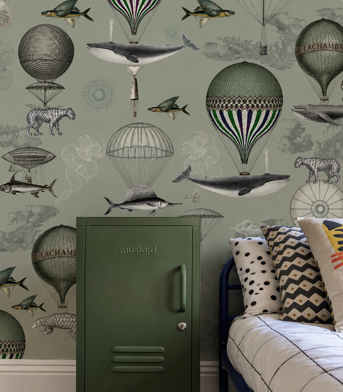 Carta da parati Vintage balloons green