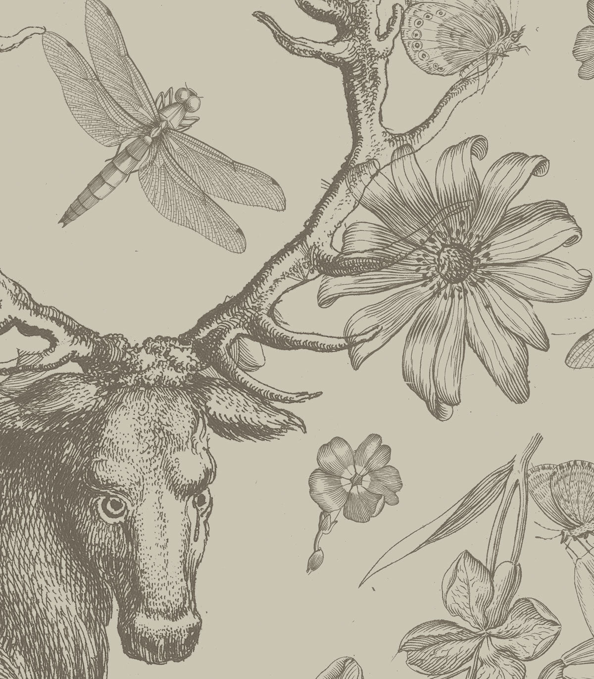 Tapeta Vintage botanic light brown