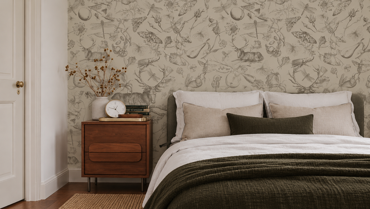 Carta da parati Vintage botanic light brown