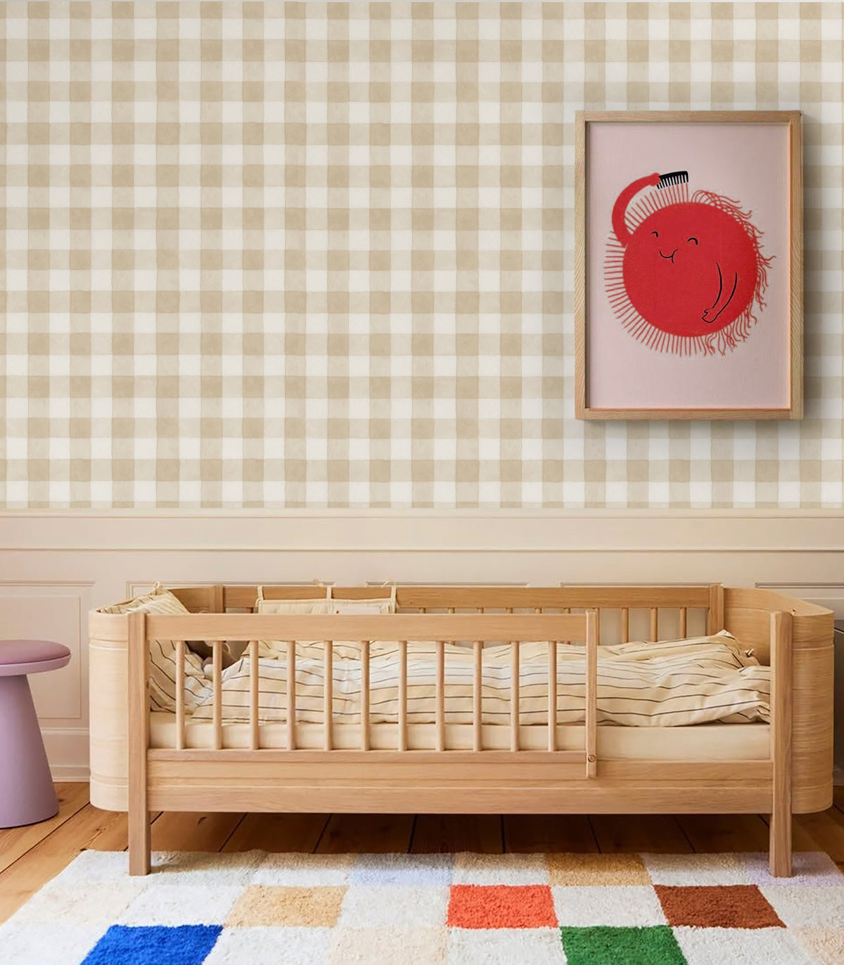 Tapeta Watercolor Checks Sand Beige