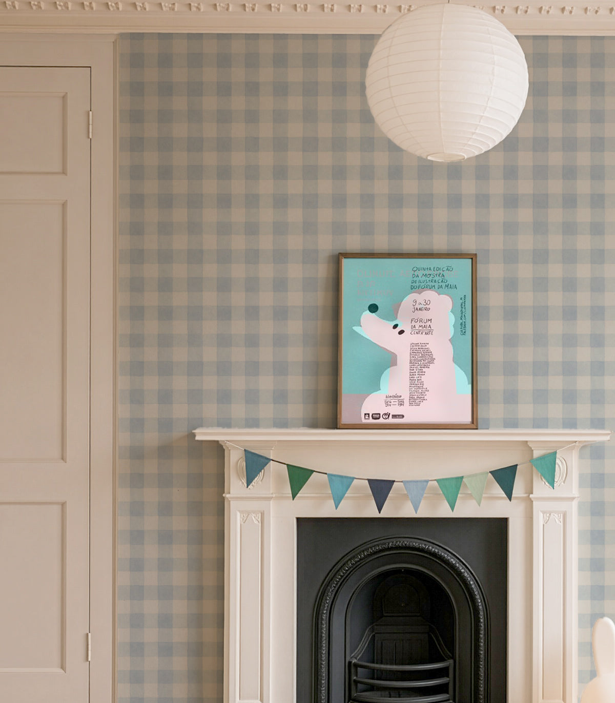 Carta da parati Watercolor Checks Sky Blue