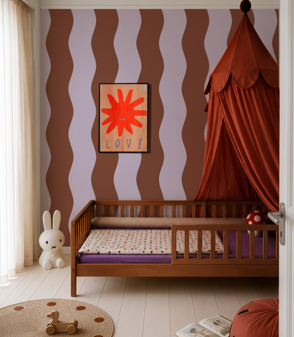 Carta da parati Wave Stripe Cinnamon Lavender