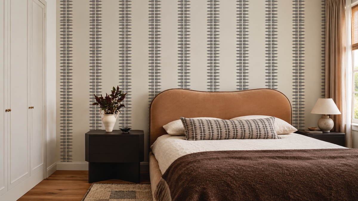 Carta da parati Ornament Line Clay Warm Linen