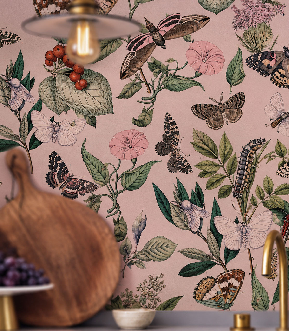 Carta da parati Butterfly Rowan Pink