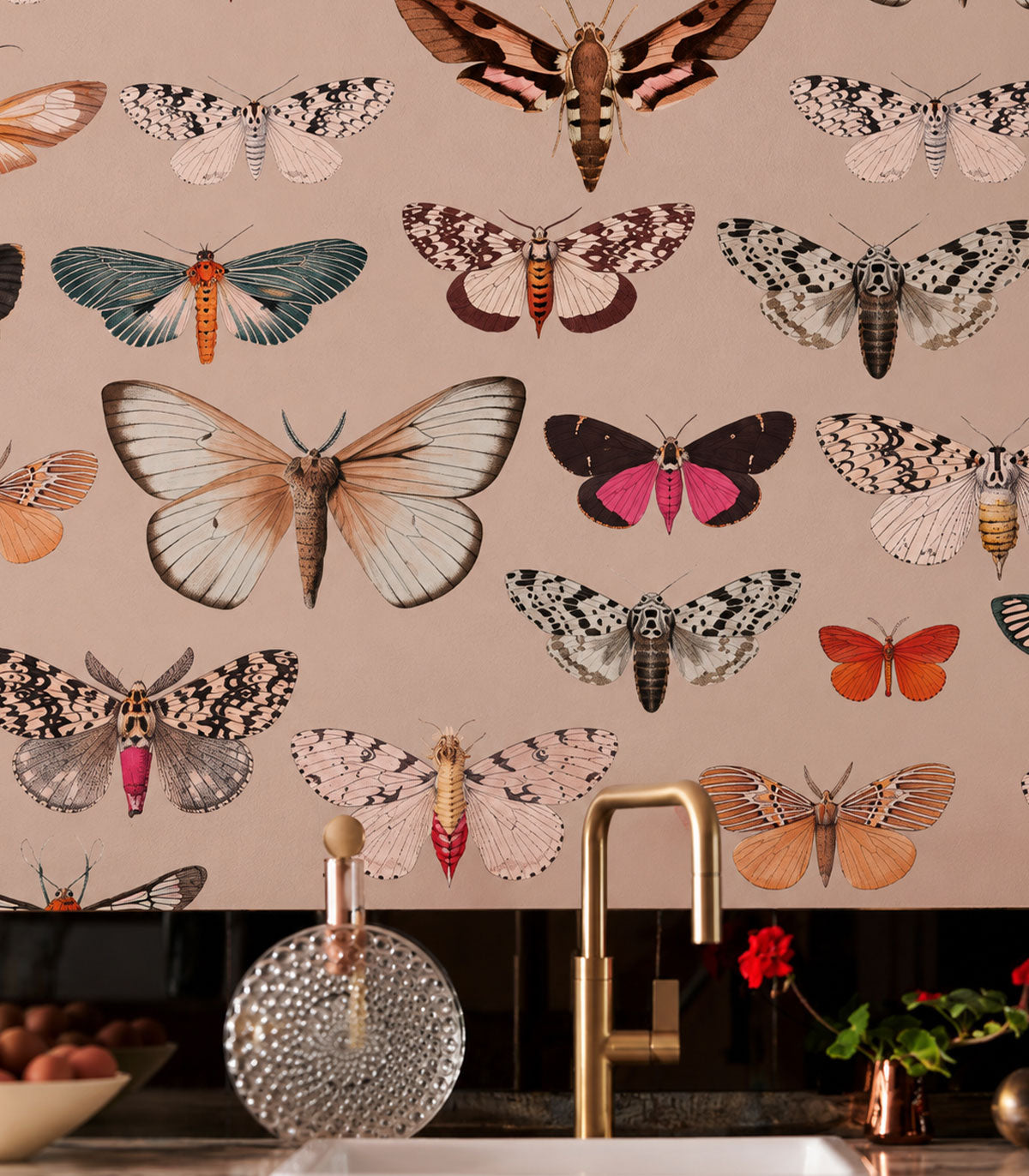 Carta da parati Colorful Butterfly Pink