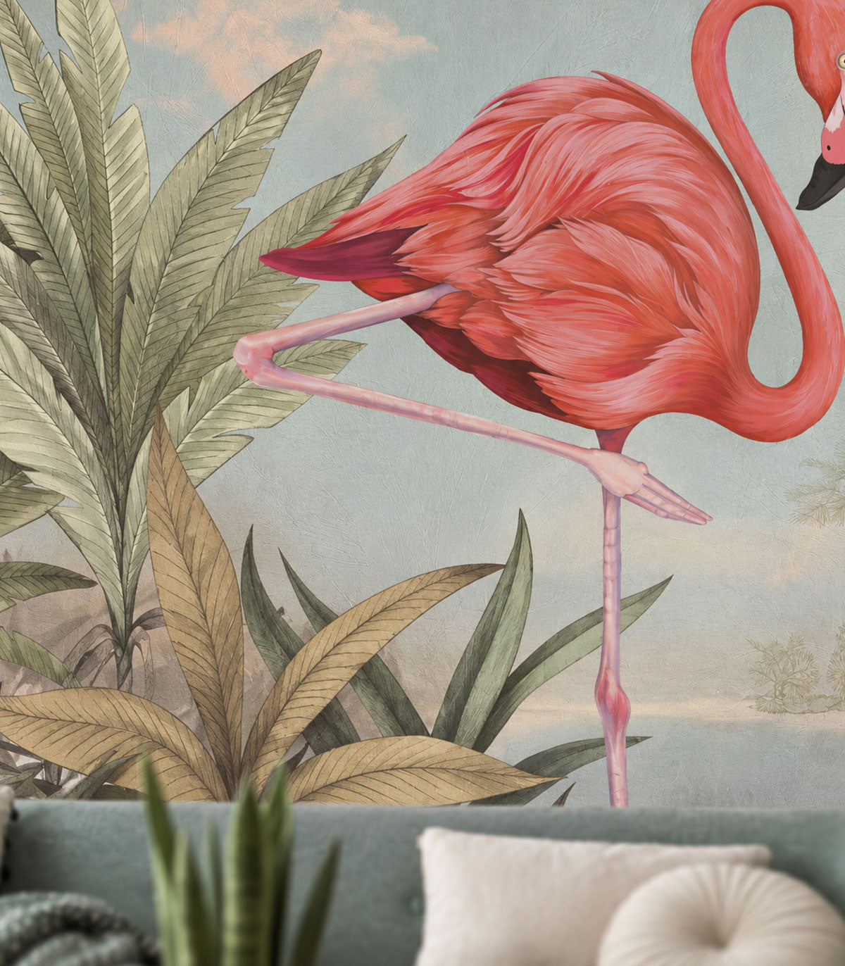 Carta da parati Crimson Flamingo