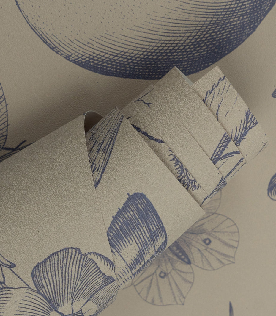 Carta da parati Vintage botanic blue