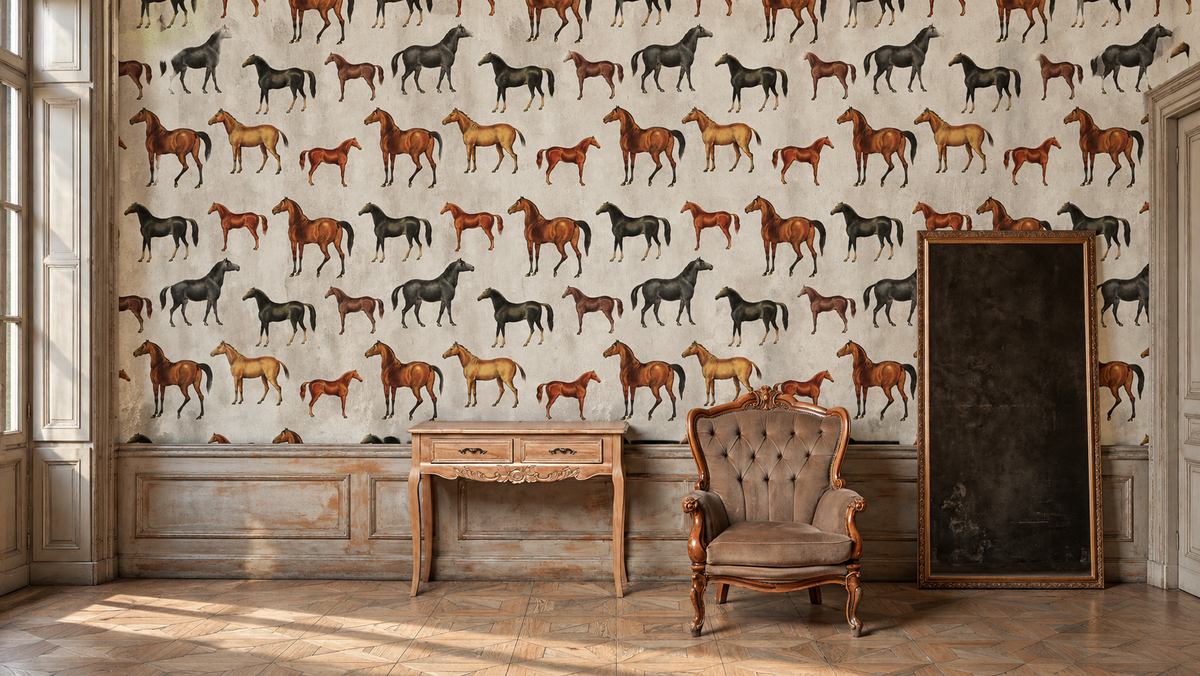 Carta da parati Horses Beige