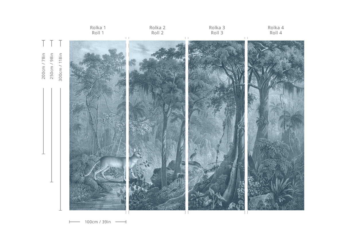 Carta da parati Jungle Cat Blue