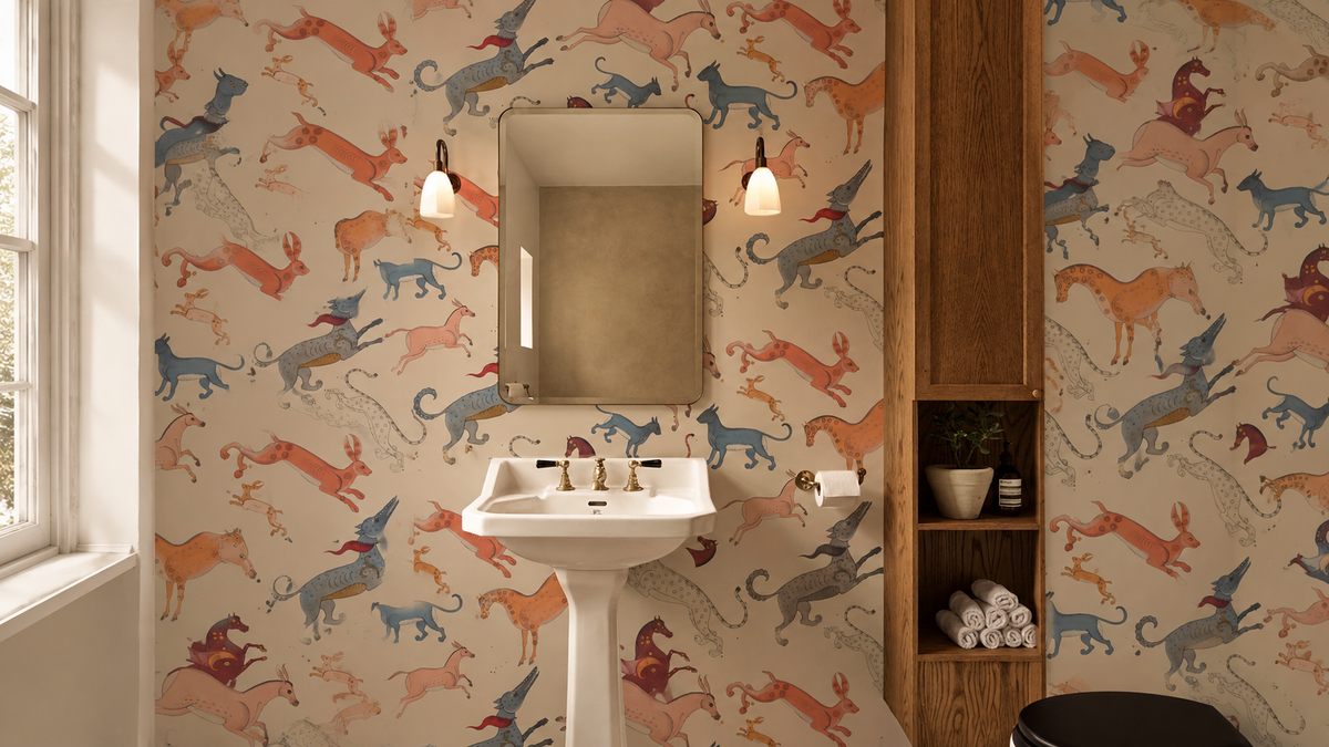 Carta da parati Oriental Animals Beige