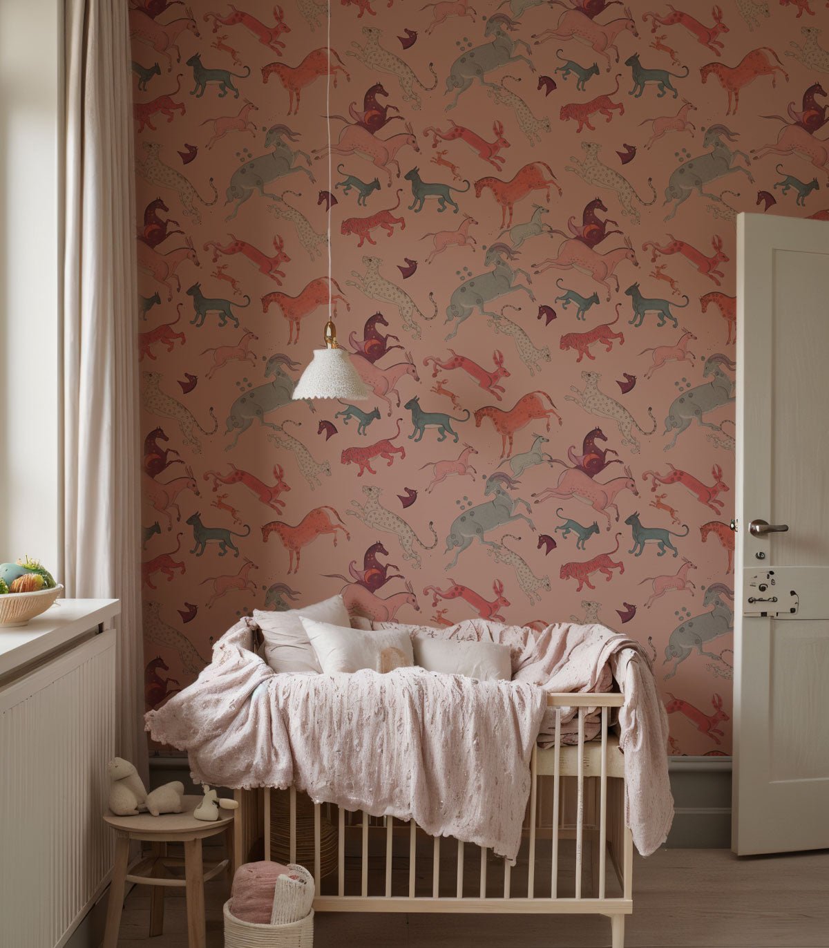 Tapeta Oriental Animals Light Pink - Wallcolors®