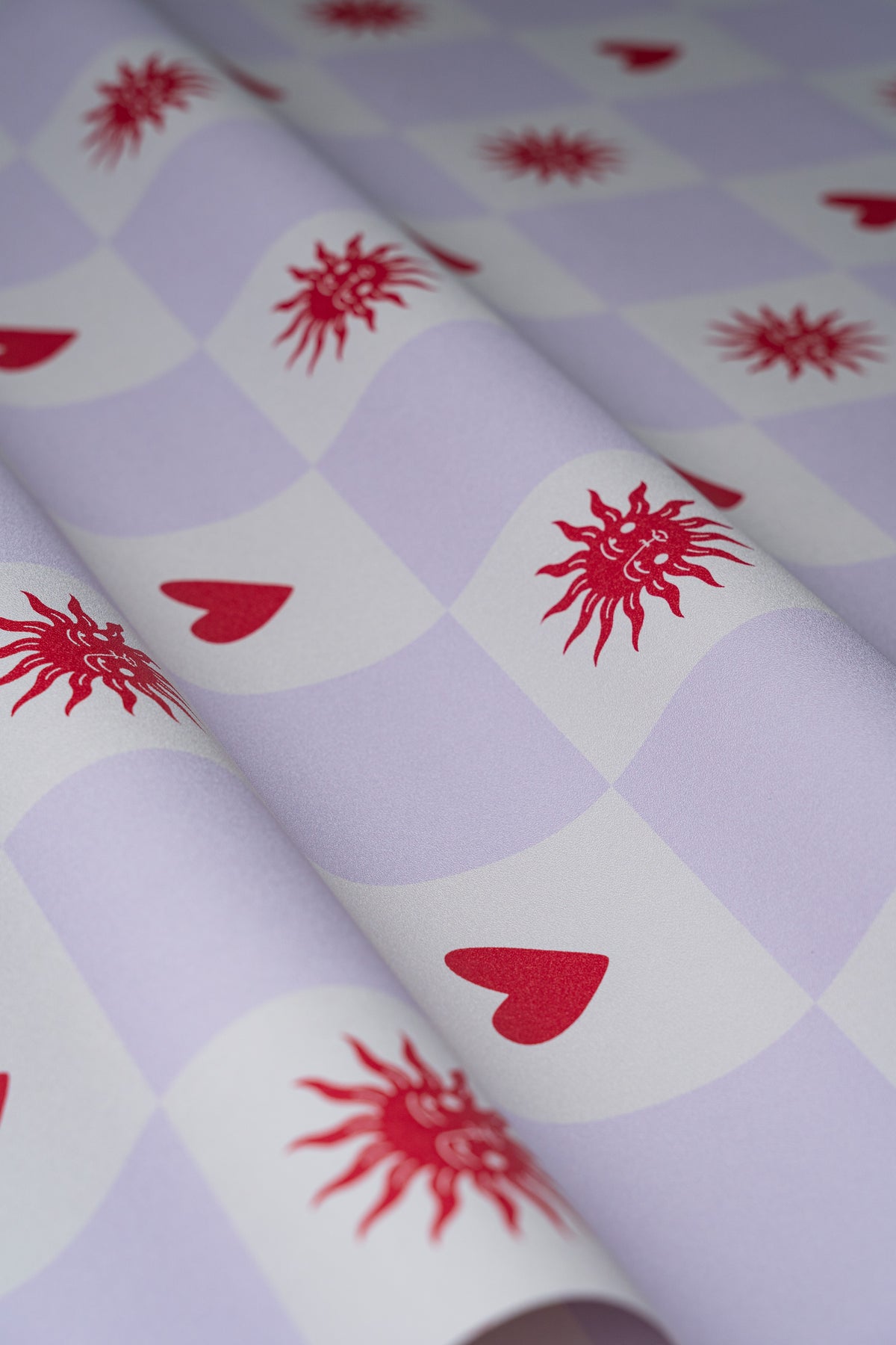 Carta da parati Sun and heart Lilac Cream