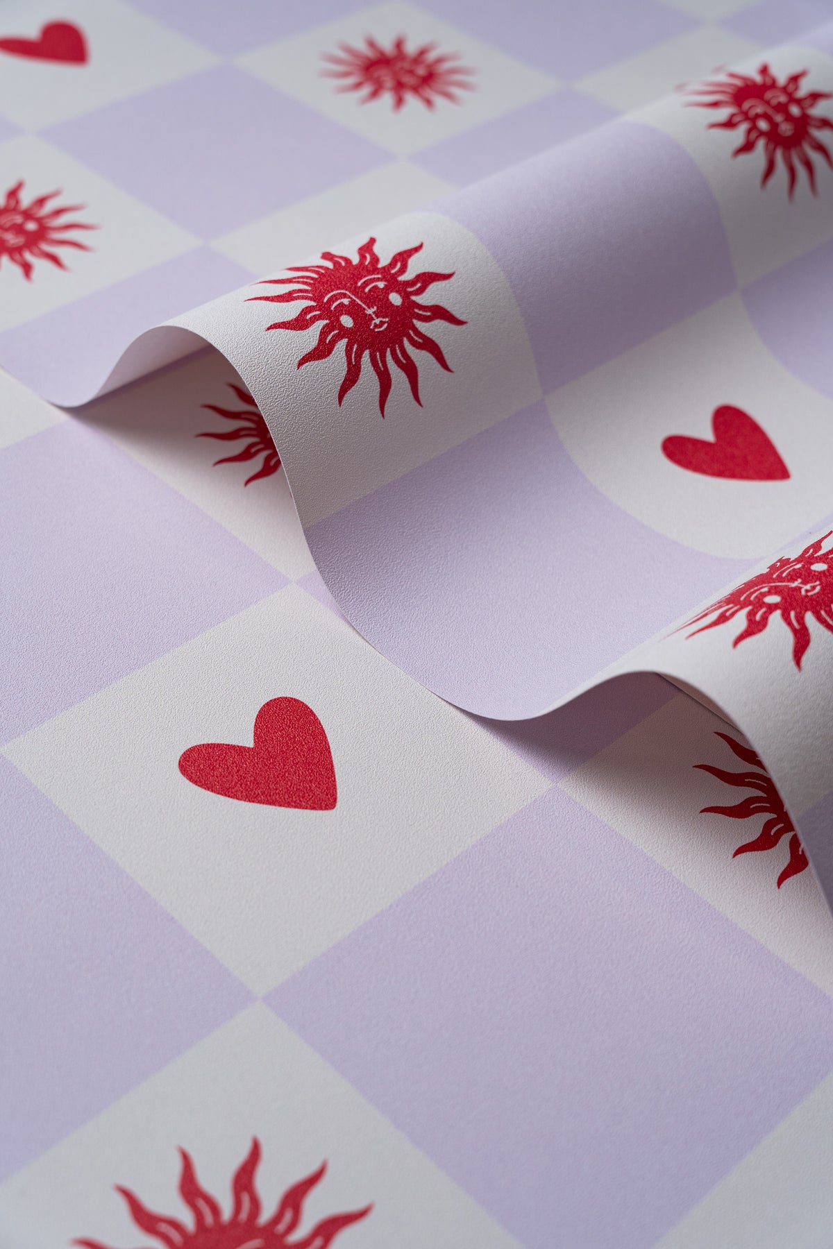 Carta da parati Sun and heart Lilac Cream