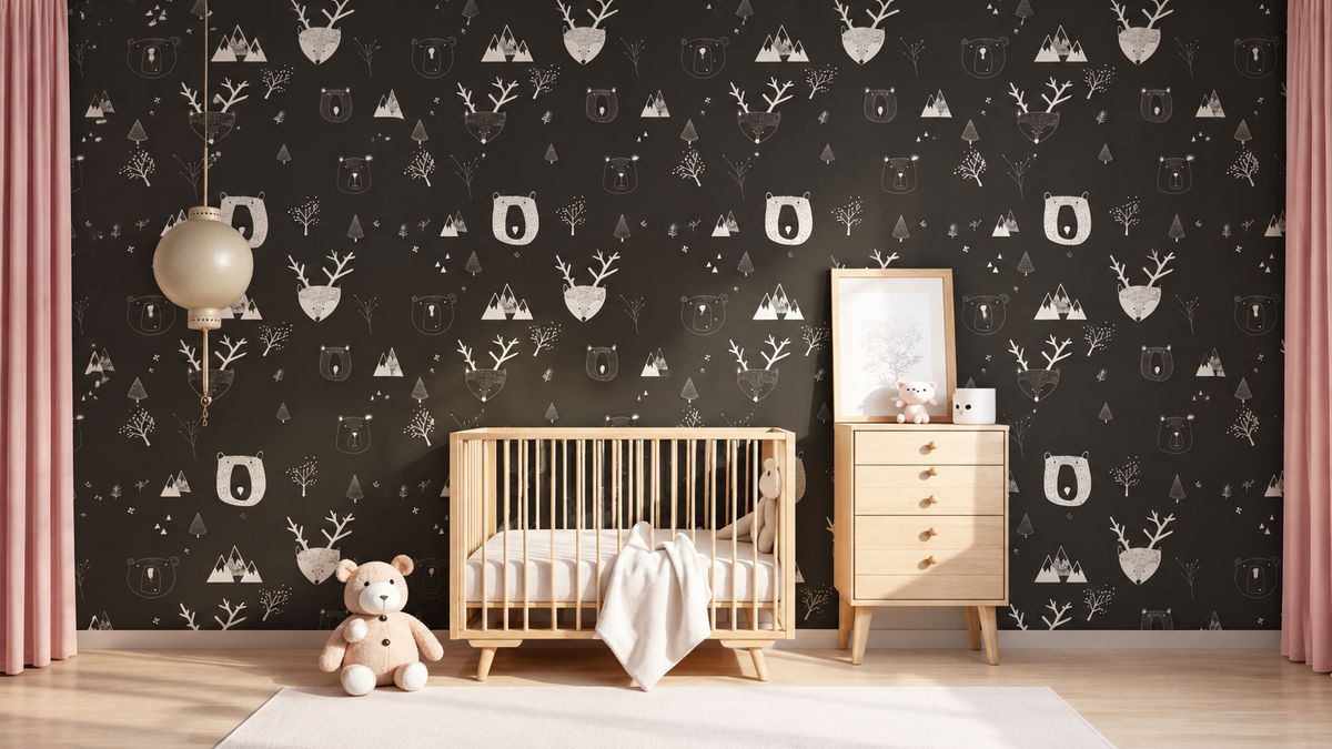 Carta da parati Teddy Bears Black