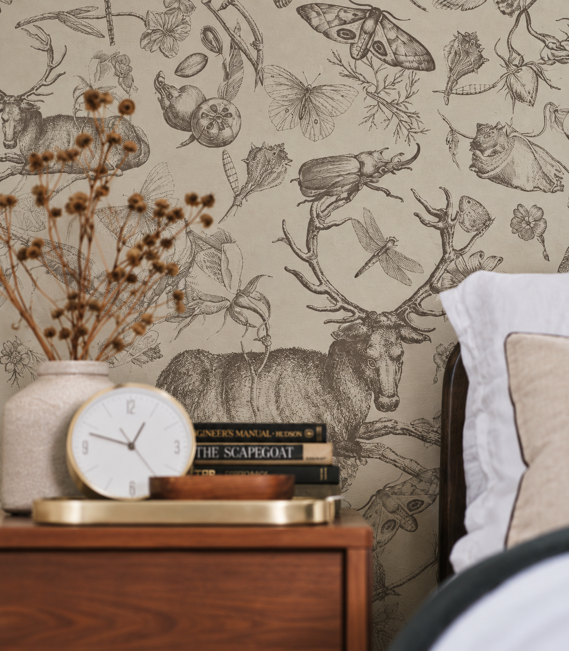 Carta da parati Vintage botanic light brown