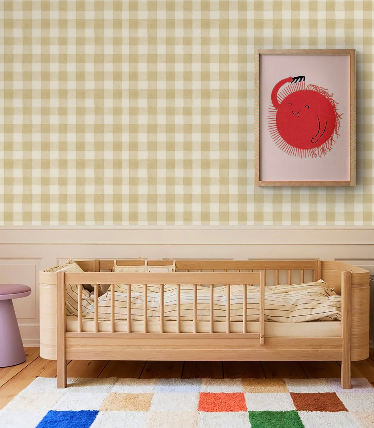 Tapeta Watercolor Checks Butter Cream