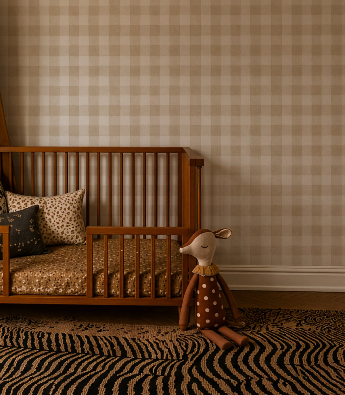 Carta da parati Watercolor Checks Sand Beige
