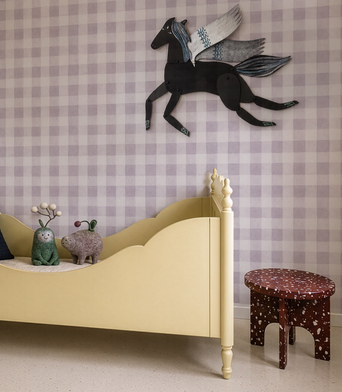 Carta da parati Watercolor Checks Soft Lilac