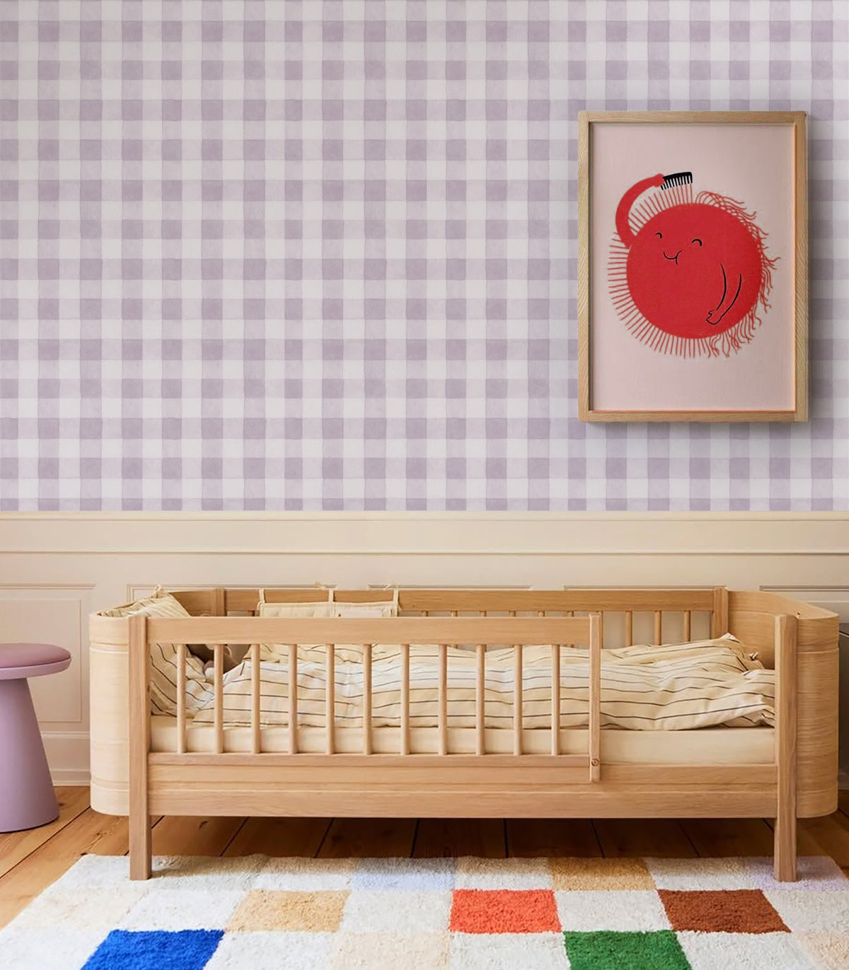 Tapeta Watercolor Checks Soft Lilac