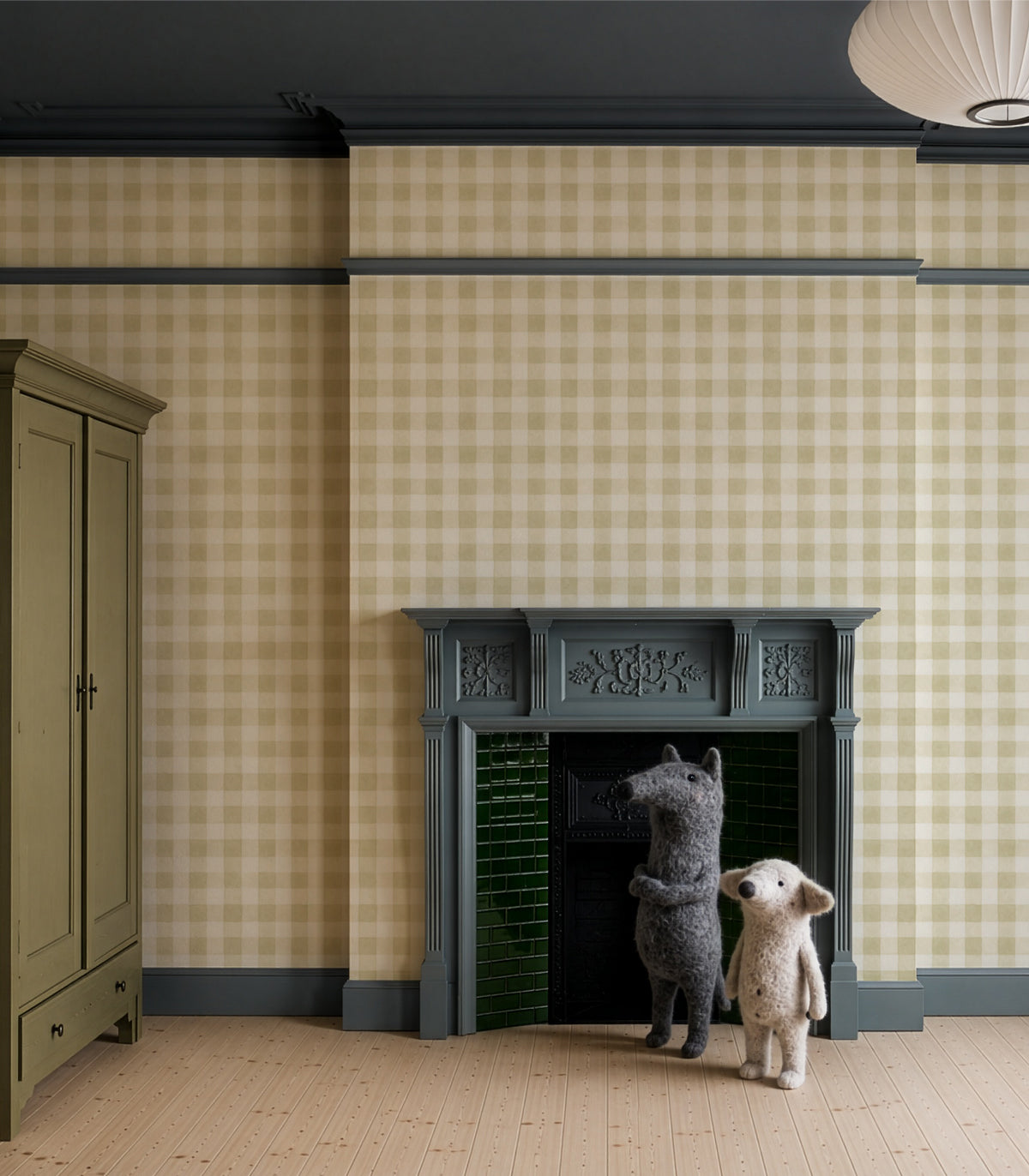 Carta da parati Watercolor Checks Sage Green