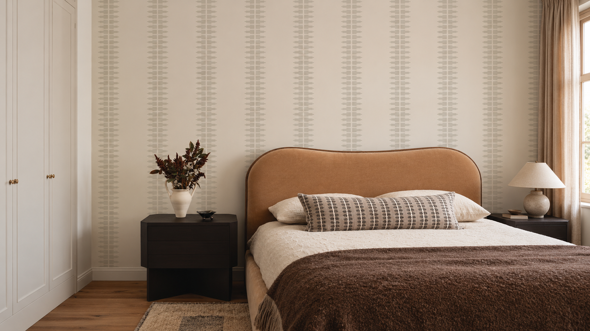 Carta da parati Ornament Line Clay Cream Beige