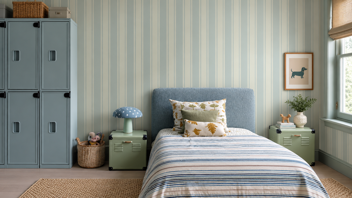 Carta da parati Gentle Stripe Sky Blue