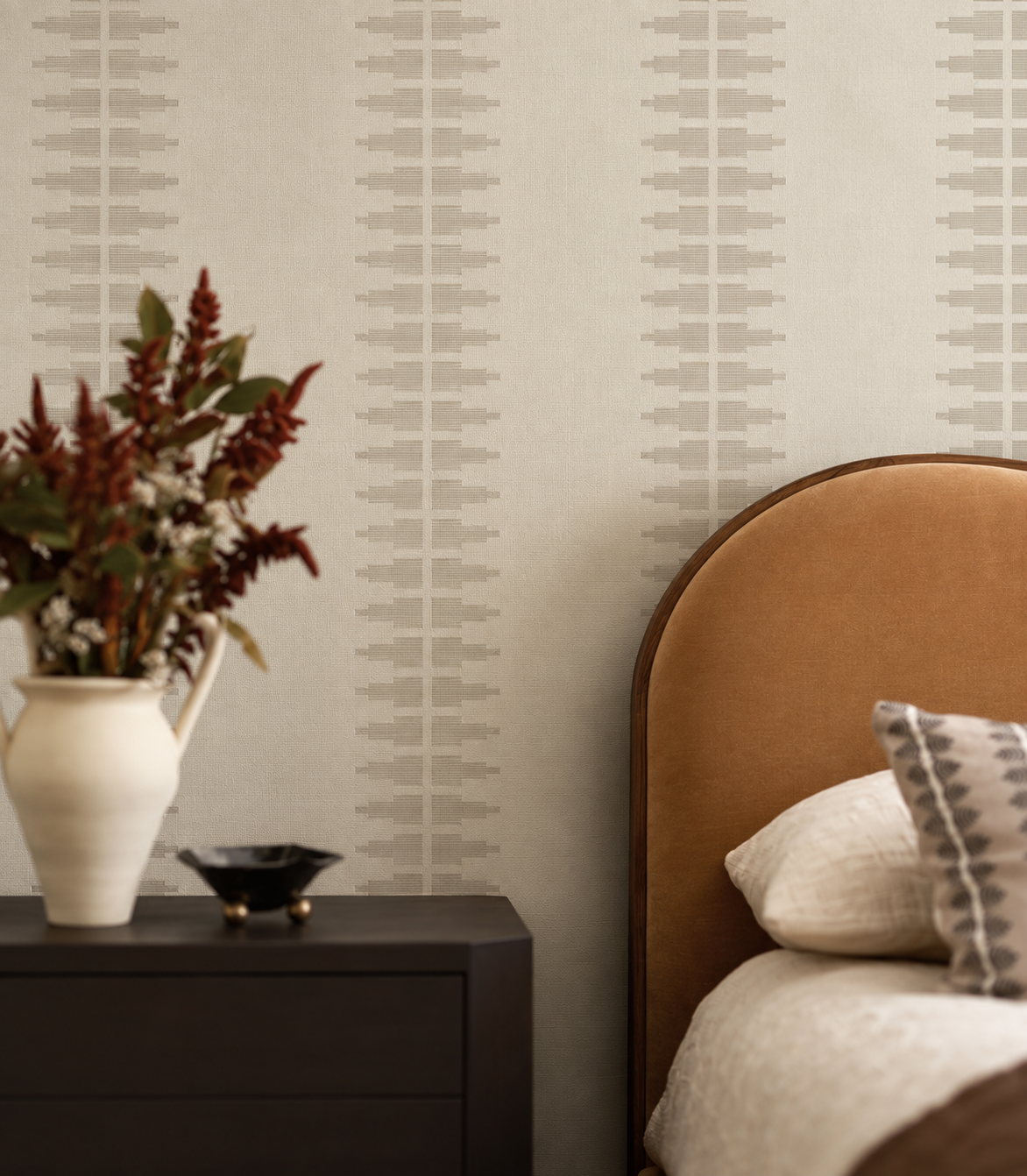 Carta da parati Ornament Line Clay Cream Beige