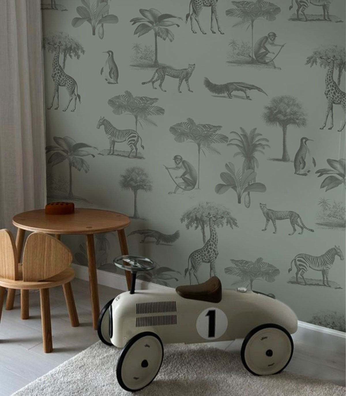 Tapeta Vintage animals light mint