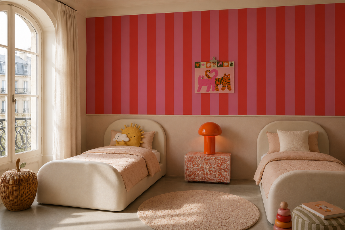 Carta da parati Wide Stripe Play Cherry Pink